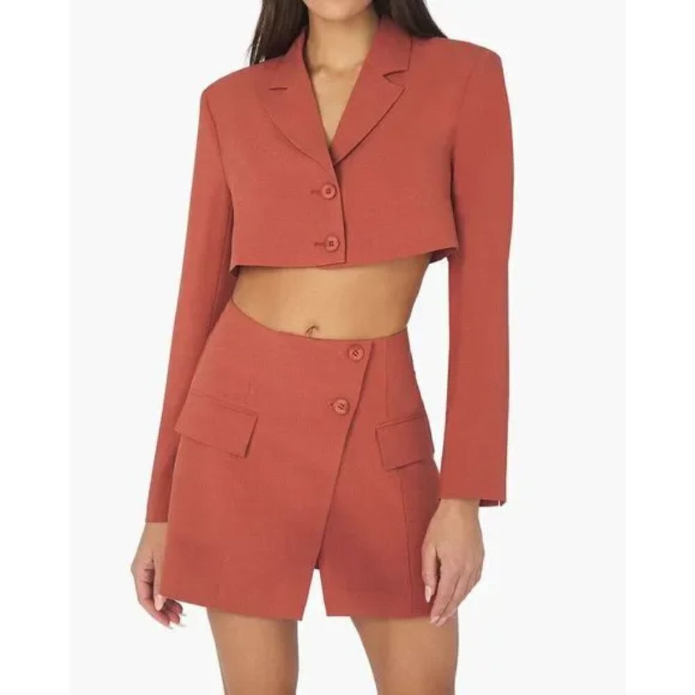 NWT WeWoreWhat Blazer Skirt Women's Size L Clay Wrap Mini